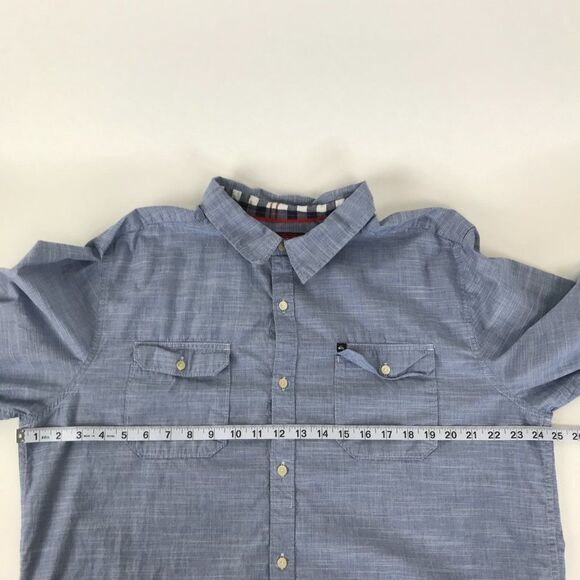 Quiksilver Button Up Shirt Men's XL Long Sleeve 100% Cotton Blue Casual - Picture 8 of 9